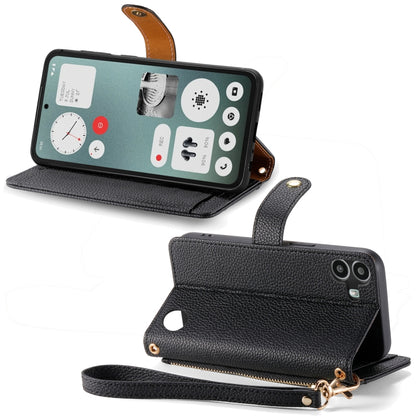 For Nothing CMF Phone 1 Love Zipper Lanyard Leather Phone Case(Black) - Nothing Cases by buy2fix | Online Shopping UK | buy2fix