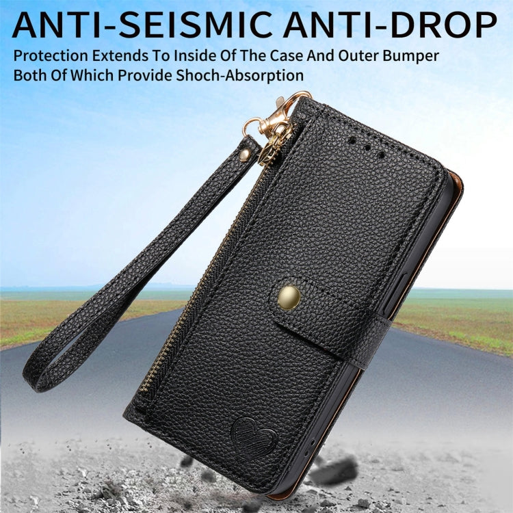 For Nothing CMF Phone 1 Love Zipper Lanyard Leather Phone Case(Black) - Nothing Cases by buy2fix | Online Shopping UK | buy2fix