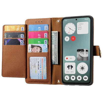 For Nothing CMF Phone 1 Love Zipper Lanyard Leather Phone Case(Brown) - Nothing Cases by buy2fix | Online Shopping UK | buy2fix