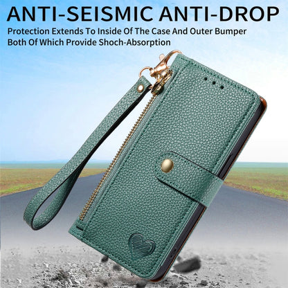 For Nothing CMF Phone 1 Love Zipper Lanyard Leather Phone Case(Green) - Nothing Cases by buy2fix | Online Shopping UK | buy2fix