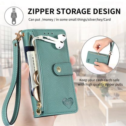 For Nothing CMF Phone 1 Love Zipper Lanyard Leather Phone Case(Green) - Nothing Cases by buy2fix | Online Shopping UK | buy2fix