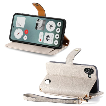 For Nothing CMF Phone 1 Love Zipper Lanyard Leather Phone Case(Gray) - More Brand by buy2fix | Online Shopping UK | buy2fix