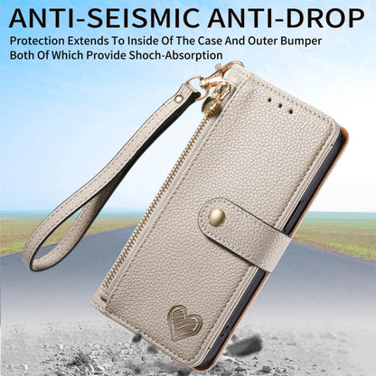 For Nothing CMF Phone 1 Love Zipper Lanyard Leather Phone Case(Gray) - More Brand by buy2fix | Online Shopping UK | buy2fix