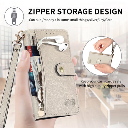 For Nothing CMF Phone 1 Love Zipper Lanyard Leather Phone Case(Gray) - More Brand by buy2fix | Online Shopping UK | buy2fix