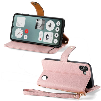For Nothing CMF Phone 1 Love Zipper Lanyard Leather Phone Case(Pink) - Nothing Cases by buy2fix | Online Shopping UK | buy2fix