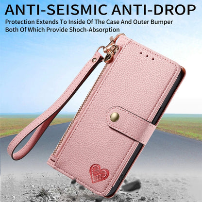 For Nothing CMF Phone 1 Love Zipper Lanyard Leather Phone Case(Pink) - Nothing Cases by buy2fix | Online Shopping UK | buy2fix