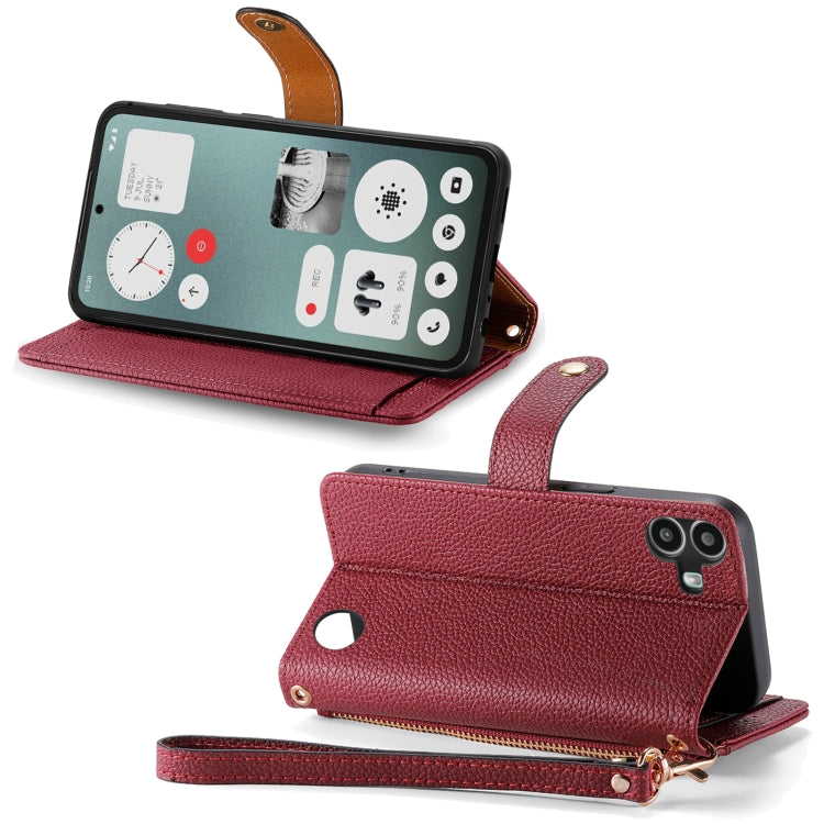 For Nothing CMF Phone 1 Love Zipper Lanyard Leather Phone Case(Red) - Nothing Cases by buy2fix | Online Shopping UK | buy2fix