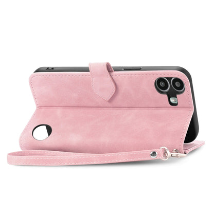 For Nothing CMF Phone 1 Embossed Flower Zipper Leather Phone Case(Pink) - Nothing Cases by buy2fix | Online Shopping UK | buy2fix