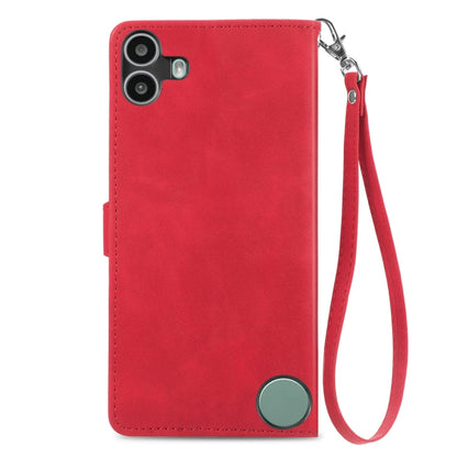 For Nothing CMF Phone 1 Embossed Flower Zipper Leather Phone Case(Red) - Nothing Cases by buy2fix | Online Shopping UK | buy2fix