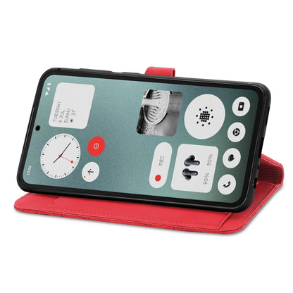 For Nothing CMF Phone 1 Embossed Flower Zipper Leather Phone Case(Red) - Nothing Cases by buy2fix | Online Shopping UK | buy2fix