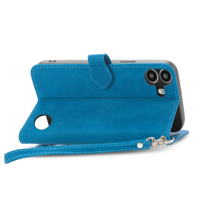For Nothing CMF Phone 1 Embossed Flower Zipper Leather Phone Case(Blue) - Nothing Cases by buy2fix | Online Shopping UK | buy2fix