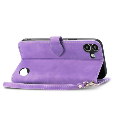 For Nothing CMF Phone 1 Embossed Flower Zipper Leather Phone Case(Purple) - Nothing Cases by buy2fix | Online Shopping UK | buy2fix