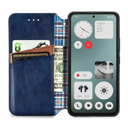 For Nothing CMF Phone 1 Cubic Grid Pressed Magnetic Leather Phone Case(Blue) - Nothing Cases by buy2fix | Online Shopping UK | buy2fix