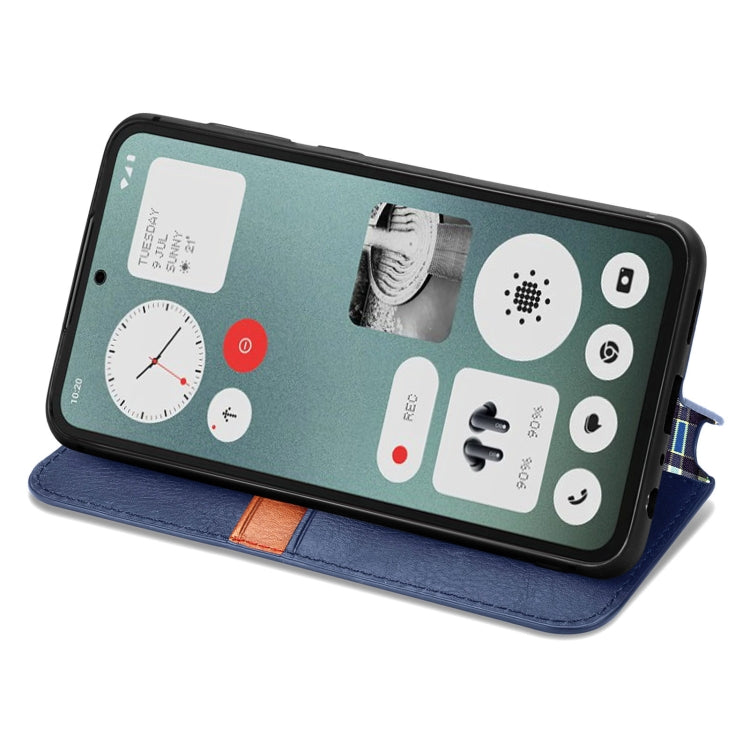 For Nothing CMF Phone 1 Cubic Grid Pressed Magnetic Leather Phone Case(Blue) - Nothing Cases by buy2fix | Online Shopping UK | buy2fix