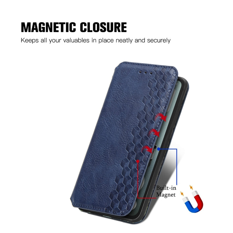 For Nothing CMF Phone 1 Cubic Grid Pressed Magnetic Leather Phone Case(Blue) - Nothing Cases by buy2fix | Online Shopping UK | buy2fix