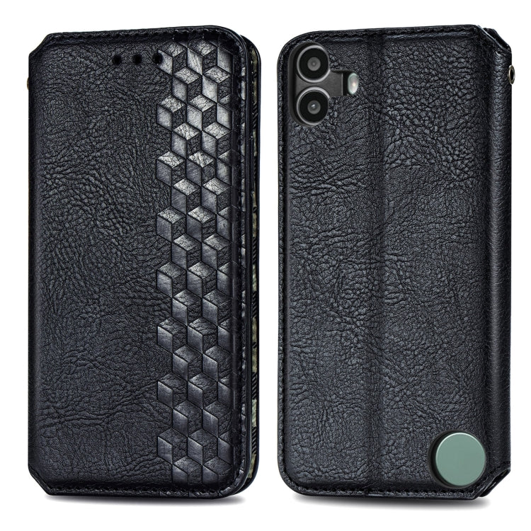 For Nothing CMF Phone 1 Cubic Grid Pressed Magnetic Leather Phone Case(Black) - Nothing Cases by buy2fix | Online Shopping UK | buy2fix