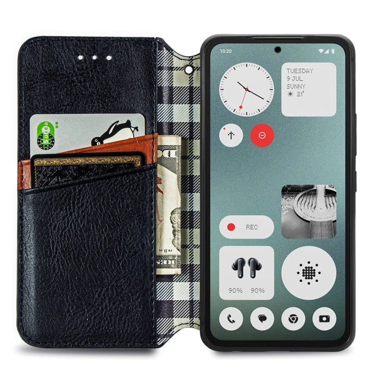 For Nothing CMF Phone 1 Cubic Grid Pressed Magnetic Leather Phone Case(Black) - Nothing Cases by buy2fix | Online Shopping UK | buy2fix