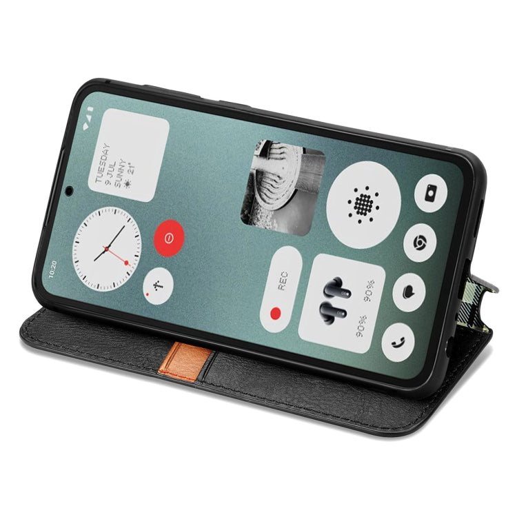 For Nothing CMF Phone 1 Cubic Grid Pressed Magnetic Leather Phone Case(Black) - Nothing Cases by buy2fix | Online Shopping UK | buy2fix