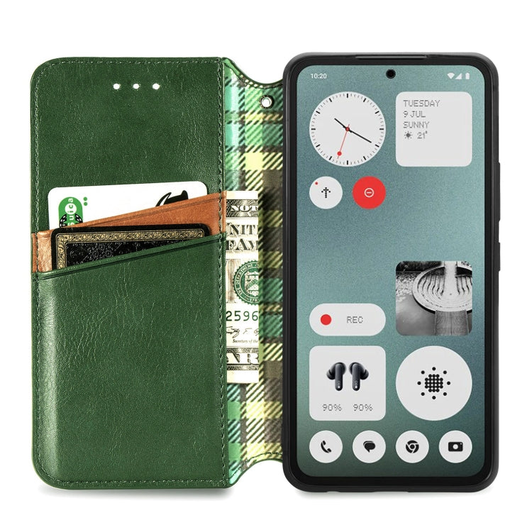 For Nothing CMF Phone 1 Cubic Grid Pressed Magnetic Leather Phone Case(Green) - More Brand by buy2fix | Online Shopping UK | buy2fix