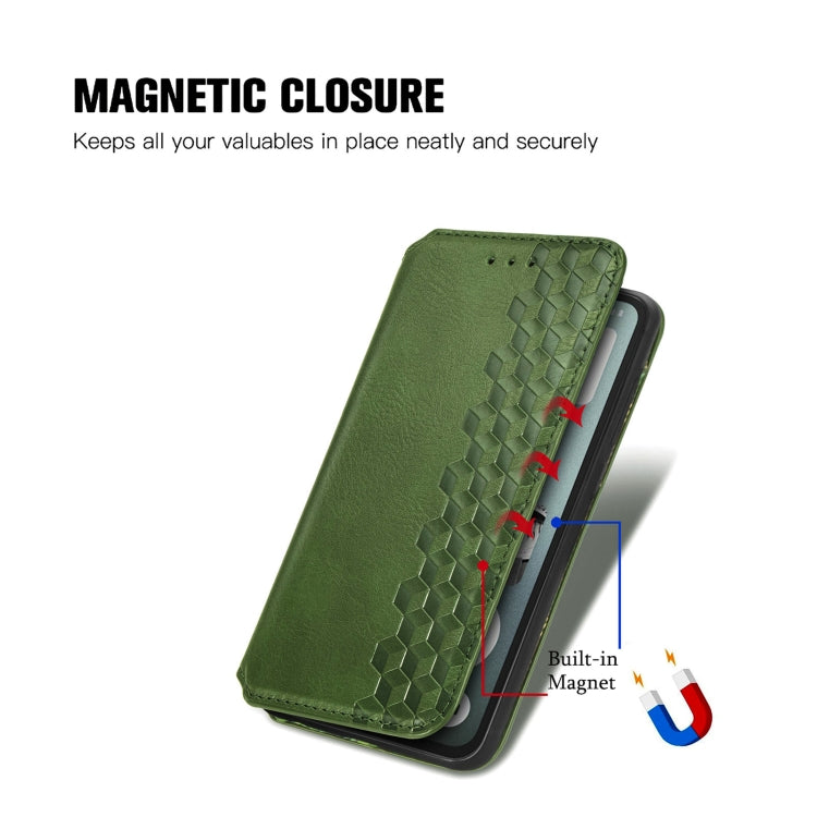 For Nothing CMF Phone 1 Cubic Grid Pressed Magnetic Leather Phone Case(Green) - More Brand by buy2fix | Online Shopping UK | buy2fix