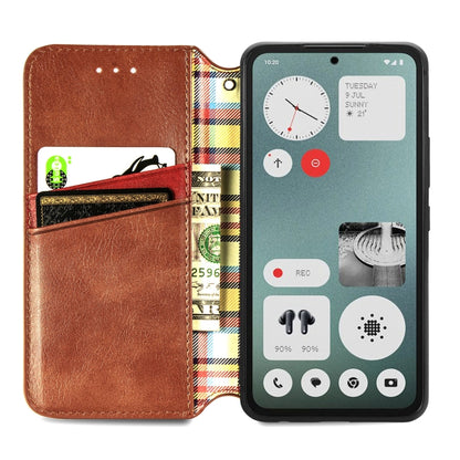 For Nothing CMF Phone 1 Cubic Grid Pressed Magnetic Leather Phone Case(Brown) - Nothing Cases by buy2fix | Online Shopping UK | buy2fix