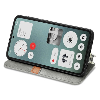 For Nothing CMF Phone 1 Cubic Grid Pressed Magnetic Leather Phone Case(Gray) - Nothing Cases by buy2fix | Online Shopping UK | buy2fix