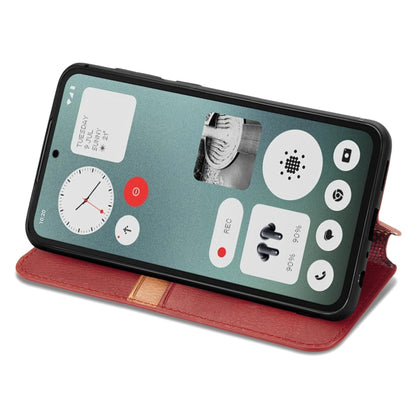 For Nothing CMF Phone 1 Cubic Grid Pressed Magnetic Leather Phone Case(Red) - Nothing Cases by buy2fix | Online Shopping UK | buy2fix