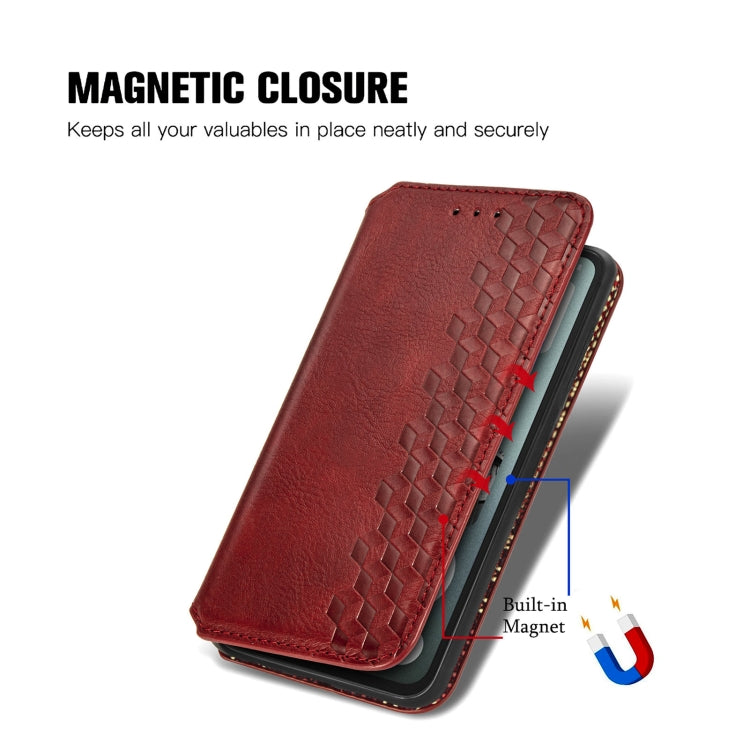 For Nothing CMF Phone 1 Cubic Grid Pressed Magnetic Leather Phone Case(Red) - Nothing Cases by buy2fix | Online Shopping UK | buy2fix