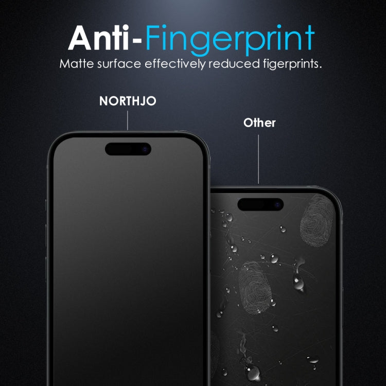 For iPhone 14 Pro NORTHJO Matte Silkscreen Anti-Fingerprint Tempered Glass Film - iPhone 14 Pro Tempered Glass by NORTHJO | Online Shopping UK | buy2fix