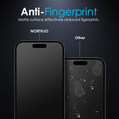 For iPhone 14 Pro Max NORTHJO Matte Silkscreen Anti-Fingerprint Tempered Glass Film - iPhone 14 Pro Max Tempered Glass by NORTHJO | Online Shopping UK | buy2fix