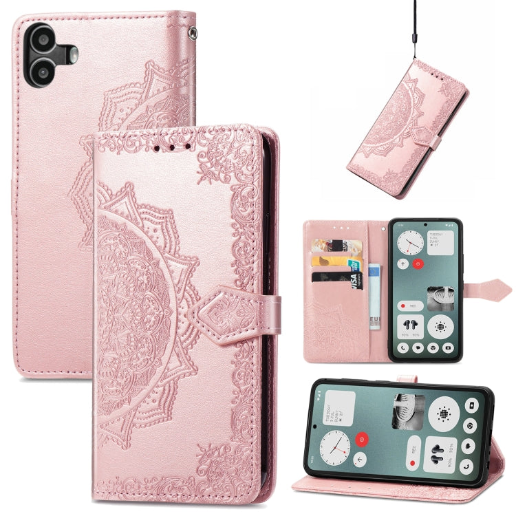 For Nothing CMF Phone 1 Mandala Flower Embossed Leather Phone Case(Rose Gold) - Nothing Cases by buy2fix | Online Shopping UK | buy2fix