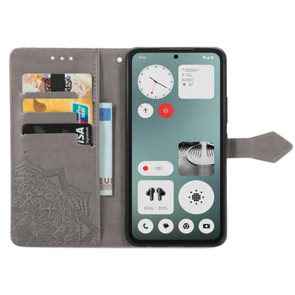 For Nothing CMF Phone 1 Mandala Flower Embossed Leather Phone Case(Gray) - More Brand by buy2fix | Online Shopping UK | buy2fix
