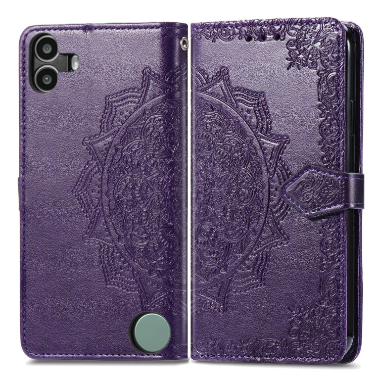 For Nothing CMF Phone 1 Mandala Flower Embossed Leather Phone Case(Purple) - Nothing Cases by buy2fix | Online Shopping UK | buy2fix
