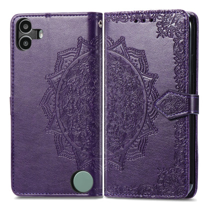 For Nothing CMF Phone 1 Mandala Flower Embossed Leather Phone Case(Purple) - Nothing Cases by buy2fix | Online Shopping UK | buy2fix