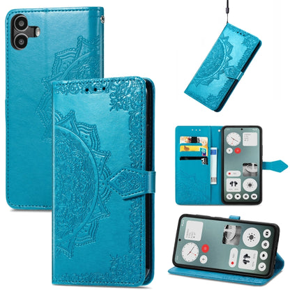 For Nothing CMF Phone 1 Mandala Flower Embossed Leather Phone Case(Blue) - Nothing Cases by buy2fix | Online Shopping UK | buy2fix