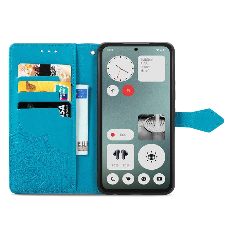 For Nothing CMF Phone 1 Mandala Flower Embossed Leather Phone Case(Blue) - Nothing Cases by buy2fix | Online Shopping UK | buy2fix