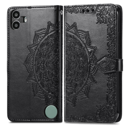For Nothing CMF Phone 1 Mandala Flower Embossed Leather Phone Case(Black) - Nothing Cases by buy2fix | Online Shopping UK | buy2fix