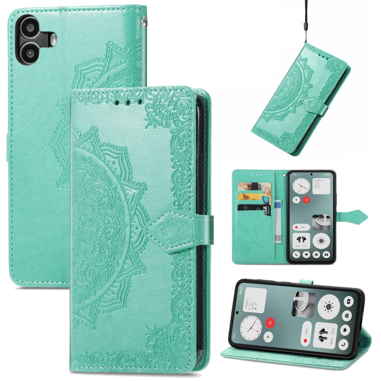 For Nothing CMF Phone 1 Mandala Flower Embossed Leather Phone Case(Green) - Nothing Cases by buy2fix | Online Shopping UK | buy2fix