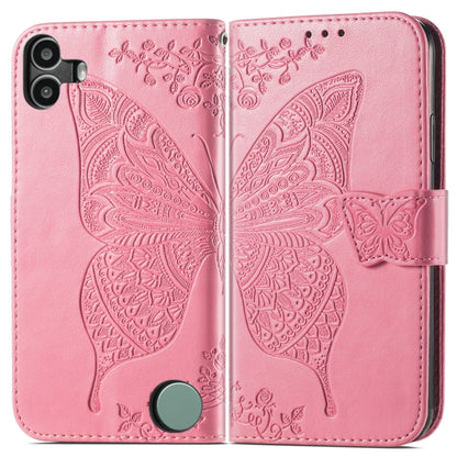 For Nothing CMF Phone 1 Butterfly Love Flower Embossed Leather Phone Case(Pink) - Nothing Cases by buy2fix | Online Shopping UK | buy2fix