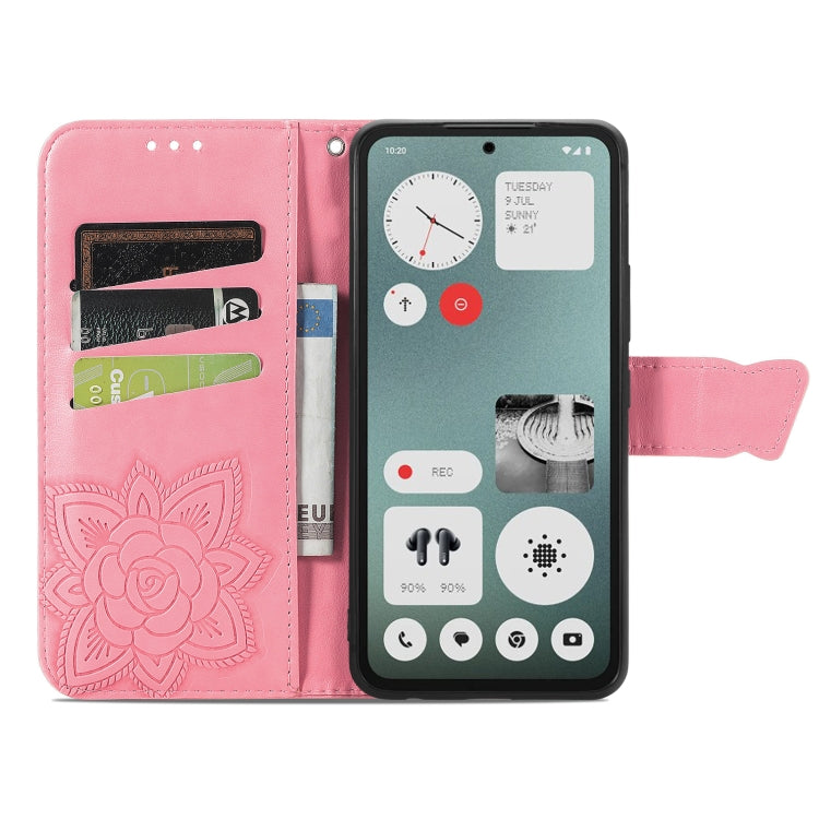 For Nothing CMF Phone 1 Butterfly Love Flower Embossed Leather Phone Case(Pink) - Nothing Cases by buy2fix | Online Shopping UK | buy2fix
