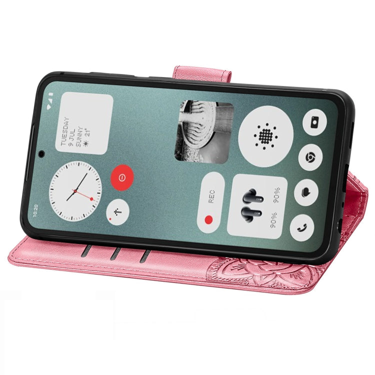 For Nothing CMF Phone 1 Butterfly Love Flower Embossed Leather Phone Case(Pink) - Nothing Cases by buy2fix | Online Shopping UK | buy2fix