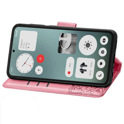 For Nothing CMF Phone 1 Butterfly Love Flower Embossed Leather Phone Case(Pink) - Nothing Cases by buy2fix | Online Shopping UK | buy2fix