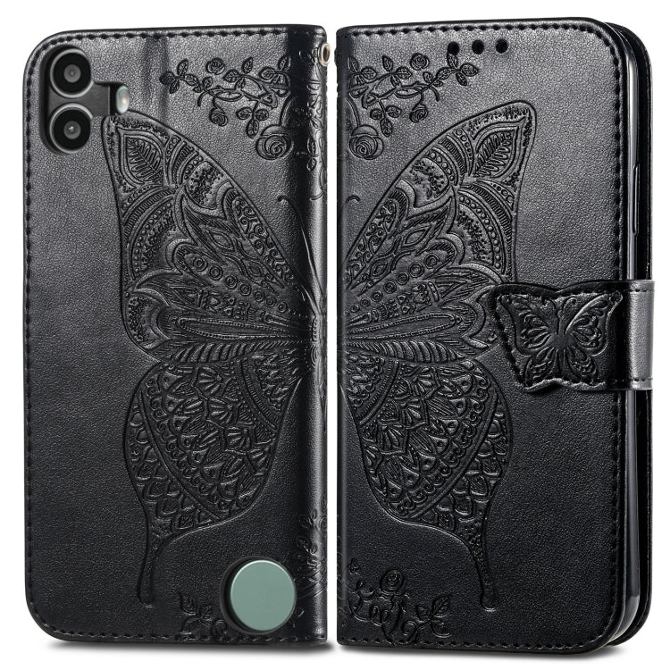 For Nothing CMF Phone 1 Butterfly Love Flower Embossed Leather Phone Case(Black) - Nothing Cases by buy2fix | Online Shopping UK | buy2fix