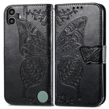 For Nothing CMF Phone 1 Butterfly Love Flower Embossed Leather Phone Case(Black) - Nothing Cases by buy2fix | Online Shopping UK | buy2fix