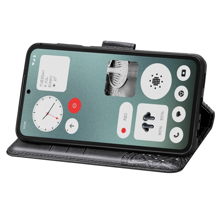 For Nothing CMF Phone 1 Butterfly Love Flower Embossed Leather Phone Case(Black) - Nothing Cases by buy2fix | Online Shopping UK | buy2fix