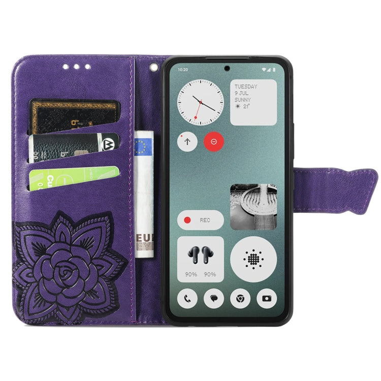 For Nothing CMF Phone 1 Butterfly Love Flower Embossed Leather Phone Case(Purple) - Nothing Cases by buy2fix | Online Shopping UK | buy2fix