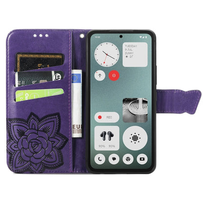 For Nothing CMF Phone 1 Butterfly Love Flower Embossed Leather Phone Case(Purple) - Nothing Cases by buy2fix | Online Shopping UK | buy2fix