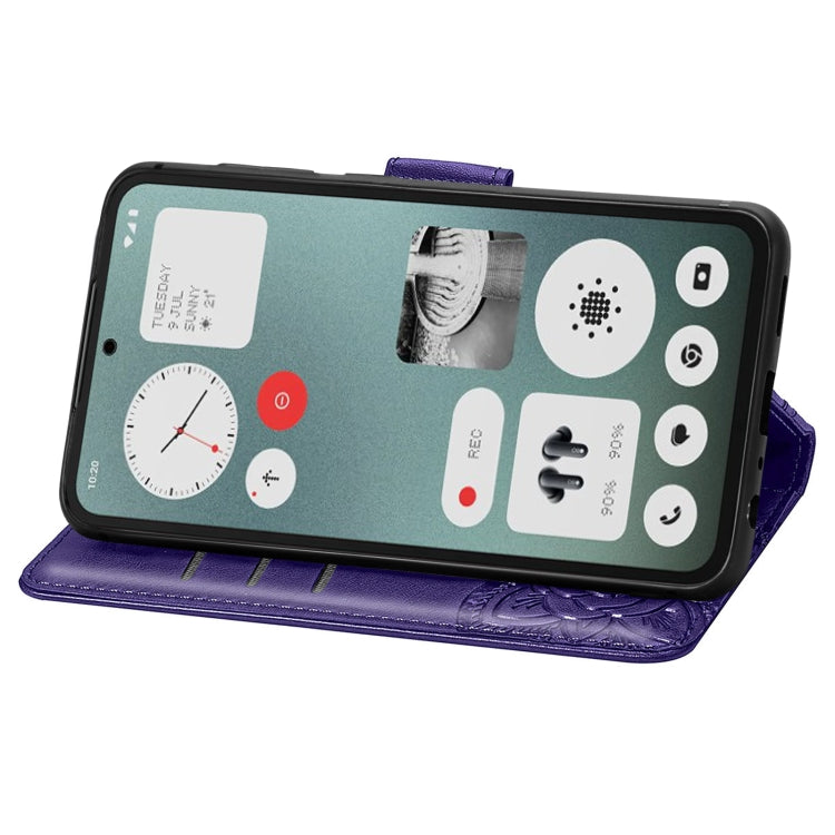 For Nothing CMF Phone 1 Butterfly Love Flower Embossed Leather Phone Case(Purple) - Nothing Cases by buy2fix | Online Shopping UK | buy2fix