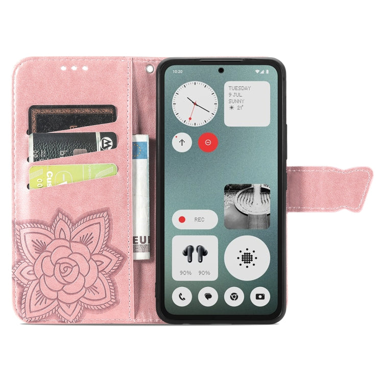 For Nothing CMF Phone 1 Butterfly Love Flower Embossed Leather Phone Case(Rose Gold) - Nothing Cases by buy2fix | Online Shopping UK | buy2fix