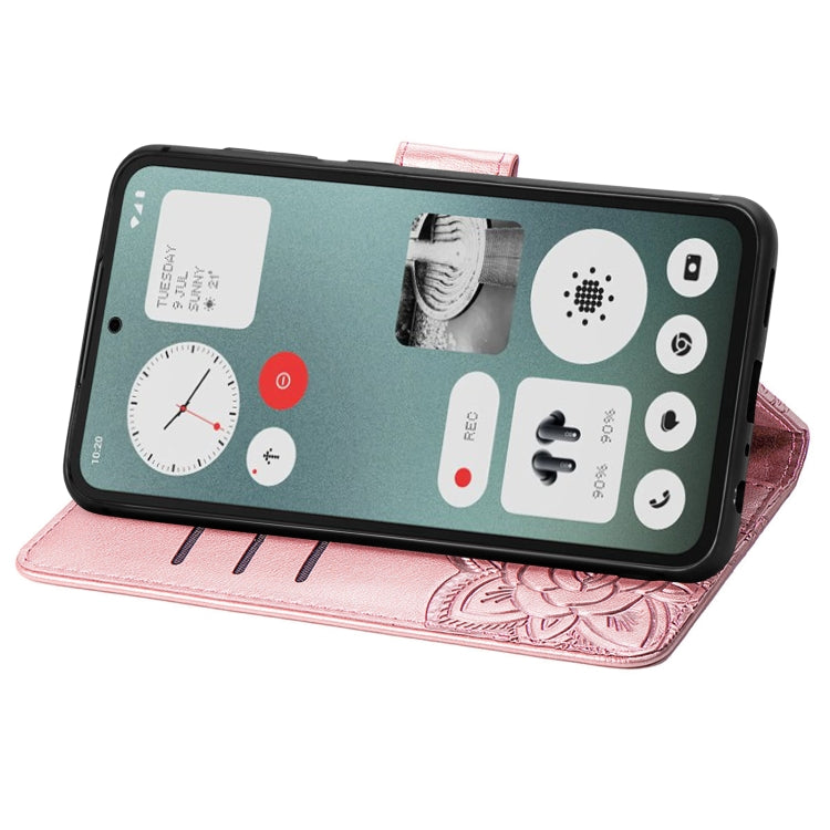 For Nothing CMF Phone 1 Butterfly Love Flower Embossed Leather Phone Case(Rose Gold) - Nothing Cases by buy2fix | Online Shopping UK | buy2fix